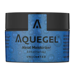 Aquegel packaging and 0.5 oz jar for daily use.