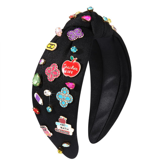 ARATLENCH FRI-YAY teacher headband in black knot adds subtle sparkle for classroom style.