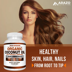 Nutrition facts panel for Arazo Nutrition Organic Coconut Oil 2000 MG