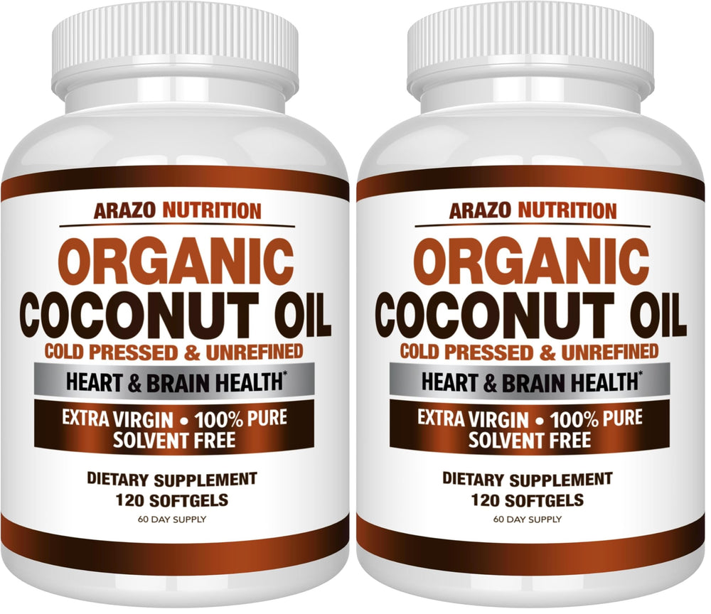 Arazo Nutrition Organic Coconut Oil 2000 MG bottle front - pack 2