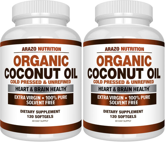 Arazo Nutrition Organic Coconut Oil 2000 MG bottle front - pack 2