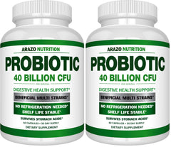 Front view of Arazo Nutrition Probiotic 40B CFU bottle