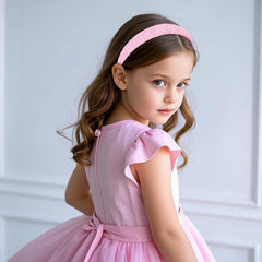 ARBEYOOU sparkly pink headband adds a playful touch to birthday outfits