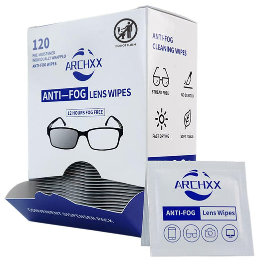 ARCHXX anti fog wipes for glasses and lenses, 120 count