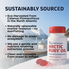 Product packaging and ingredient highlights for Arctic Ruby Oil