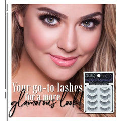 Ardell Glamour 105 crisscrossed-flare lashes create natural-looking fullness.