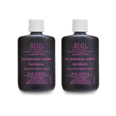 Ardell LashTite adhesive bottle close-up showing fast-drying, dark formula.
