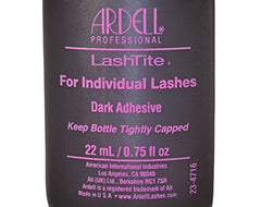 Ardell Lashtite Dark adhesive tube closeup highlighting waterproof hold