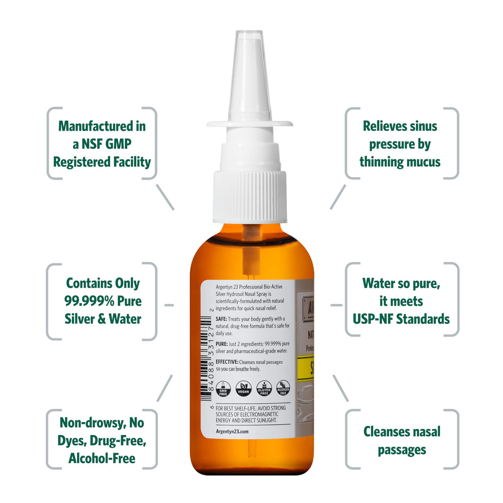 Argentyn 23 Sinus Relief product label showing 23 ppm silver