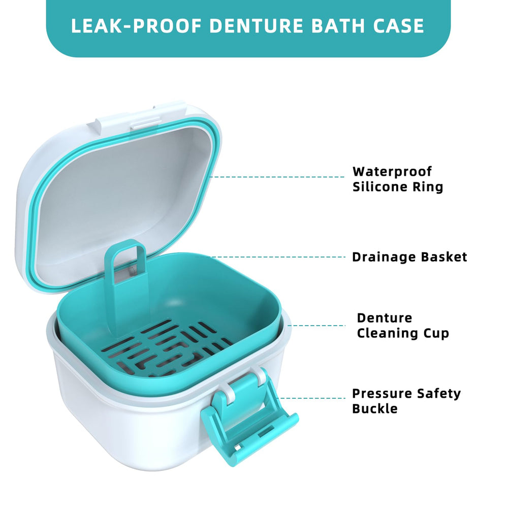 Portable denture soaking box suitable for braces and aligners