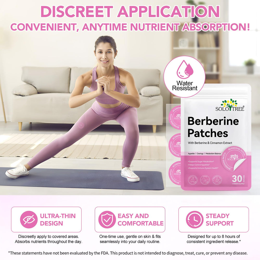Berberine patch applied to skin with 3.5 cm diameter