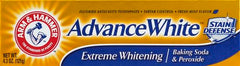 Tube of ARM & HAMMER Advance White Baking Soda & Peroxide toothpaste