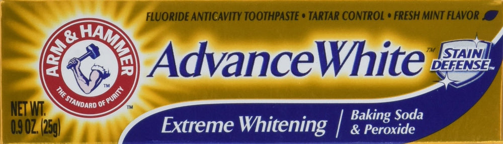 Arm & Hammer Advance White toothpaste 0.9 oz 3-pack back view