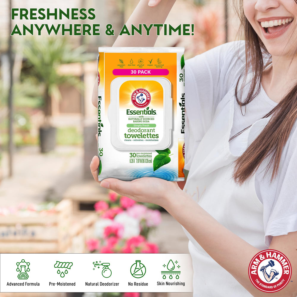 Arm & Hammer alcohol-free face sheets Simply Fresh provide gentle cleansing for sensitive skin.