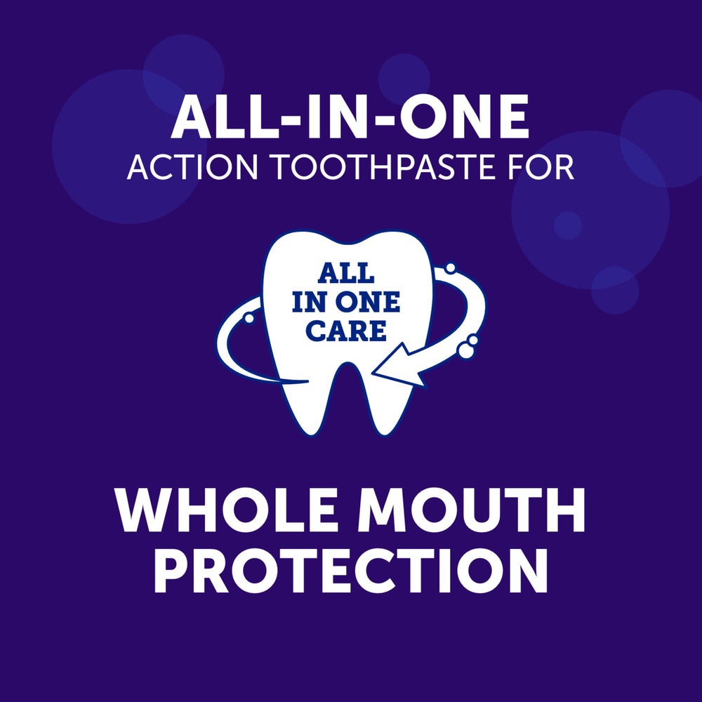 Fluoride protects against cavities badge on packaging