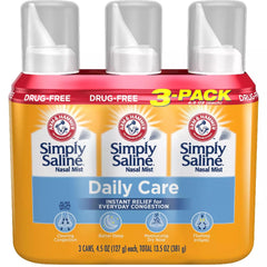 Arm & Hammer Simply Saline bottle pour offers gentle drug-free nasal mist for daily congestion relief