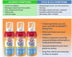 Arm & Hammer Simply Saline ingredients label shows water, salt, baking soda.