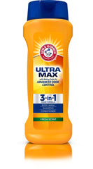 Close-up of Arm & Hammer Ultra Max 3-in-1 label highlighting 3-in-1 formula and Fresh Scent