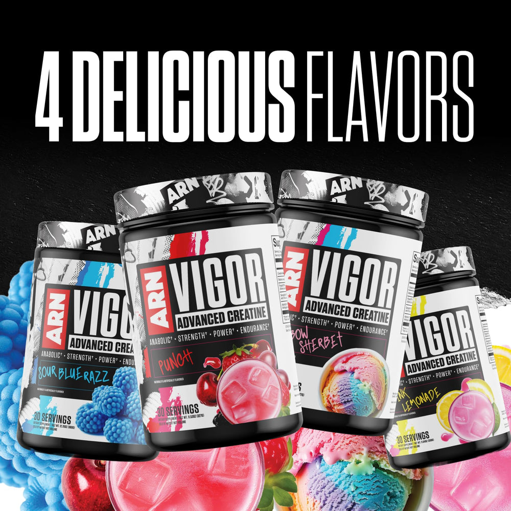 Arms Race Nutrition logo with Vigor branding
