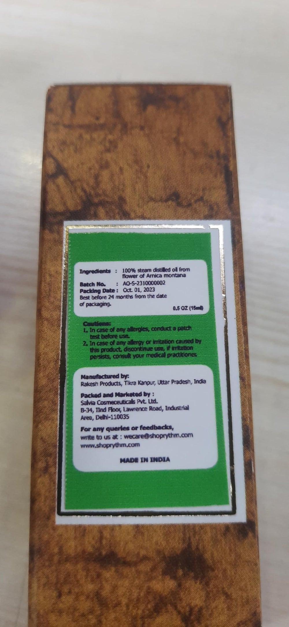 Close-up of undiluted Arnica Montana essential oil