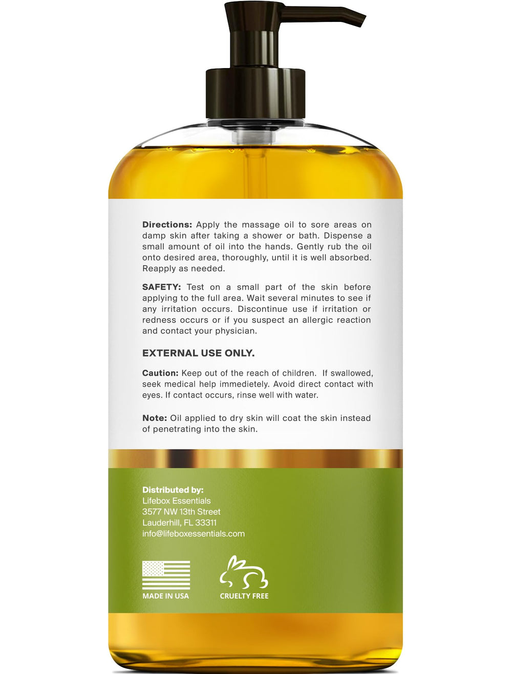 Sore muscle massage oil being poured onto hands