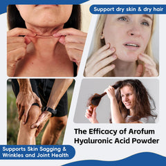 Front packaging of Arofum Hyaluronic Acid Powder 100 g