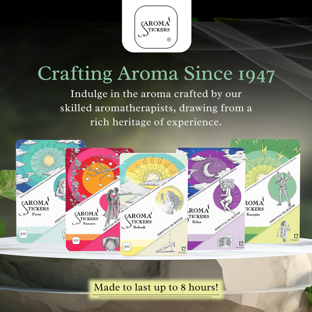 AROMA STICKERS Refresh sticker close-up recharges daytime energy.