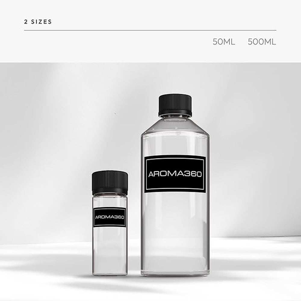 Aroma360 Fragrance Oil packaging close-up highlights sustainable, premium design