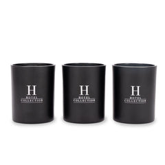 Aroma360 Hotel Collection Candle Trio candle jar closeup shows luxurious scent notes for refined spaces.