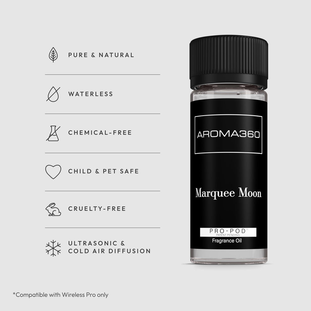 Close-up of Marquee Moon Pro fragrance oil label