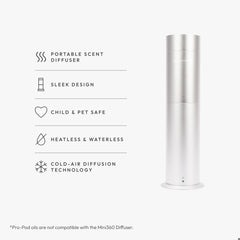 Aroma360 Mini Pro Scent Diffuser in Metallic Silver - side view