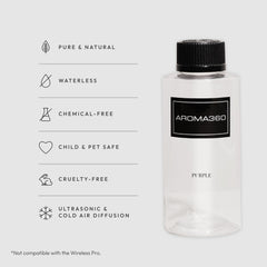 Aroma360 Purple 200mL diffuser setup shown in a luxurious room setting.