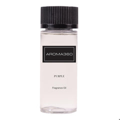 Aroma360 Purple 50mL bottle close-up highlighting luxurious essential oils for home scent