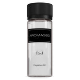 Aroma360 Red diffuser oil bottle closeup showing luxurious scent that lasts