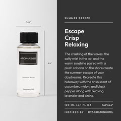 Aroma360 Summer Breeze 120mL fragrance oil label close-up