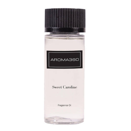 Aroma360 Sweet Caroline fragrance oil bottle with jasmine and lemon flower top notes