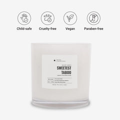 Aroma360 Sweetest Taboo Deluxe candle packaging evokes hotel inspired luxury