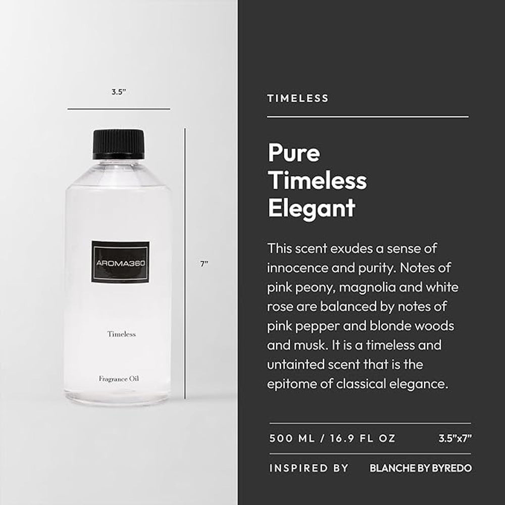 Aroma360 Timeless 500mL bottle with diffuser in background