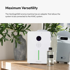 Aroma360 VanGogh360 diffuser control panel highlights programmable timer features.
