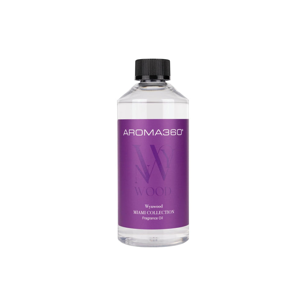 Aroma360 Wynwood Fragrance Oil bottle for luxurious diffusion and tranquil spaces