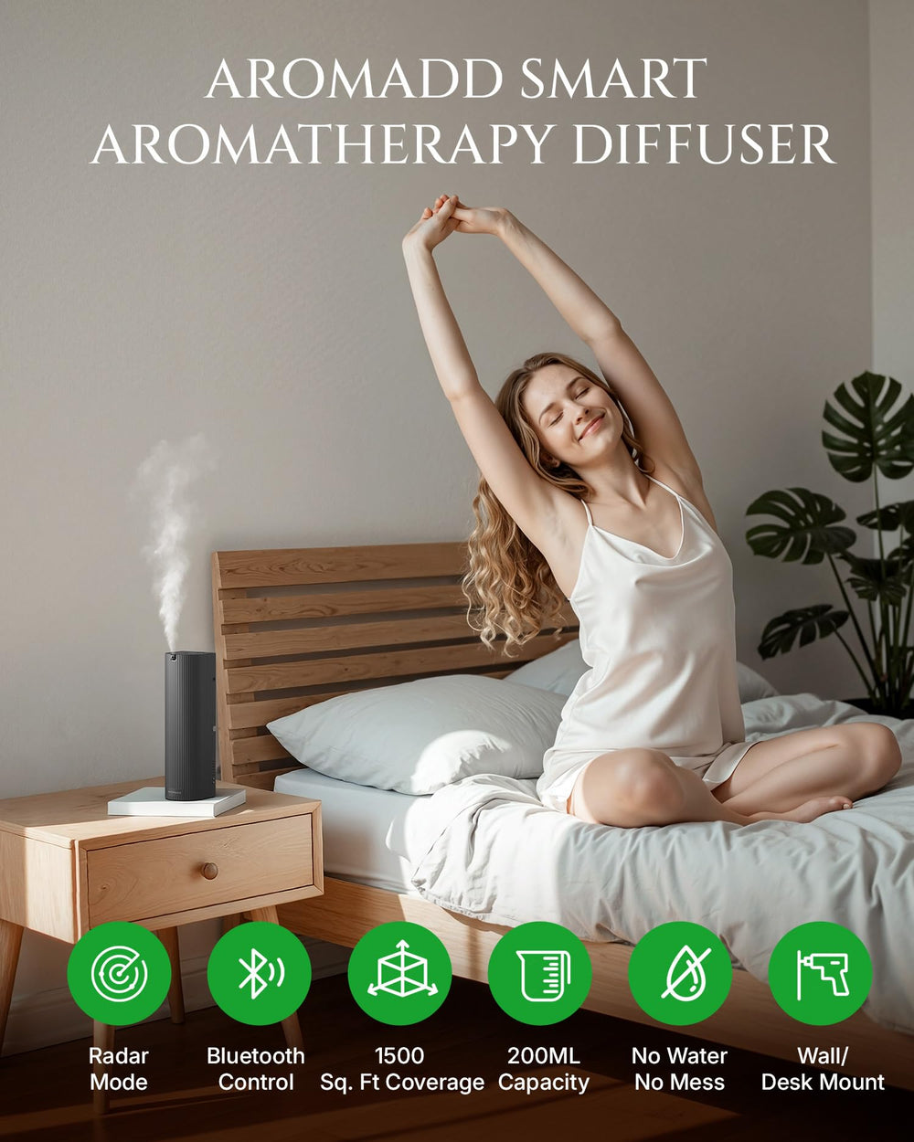 Aromadd diffuser black angled view