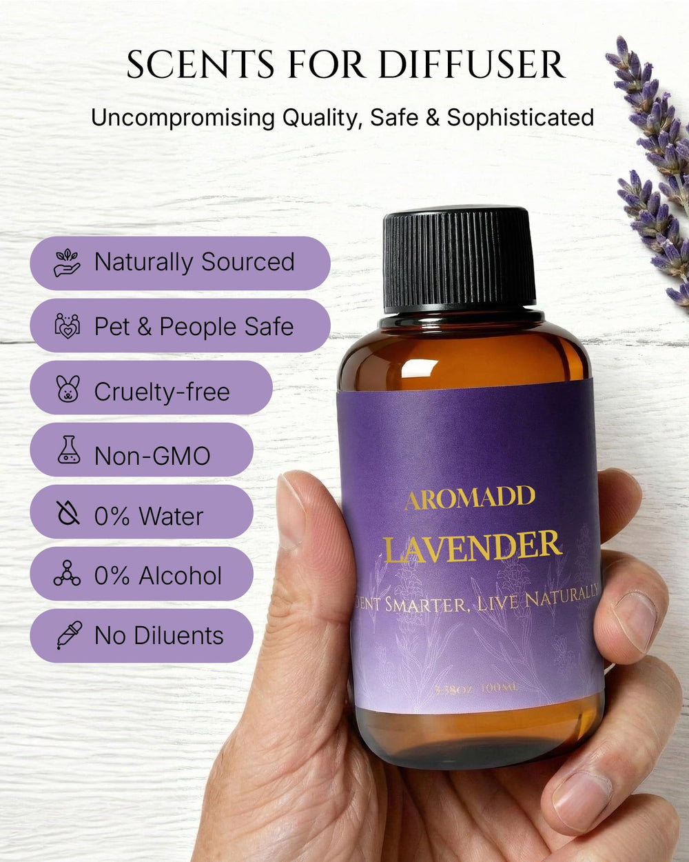 Aromadd Lavender Diffuser Oil bedside setup for cozy evenings.