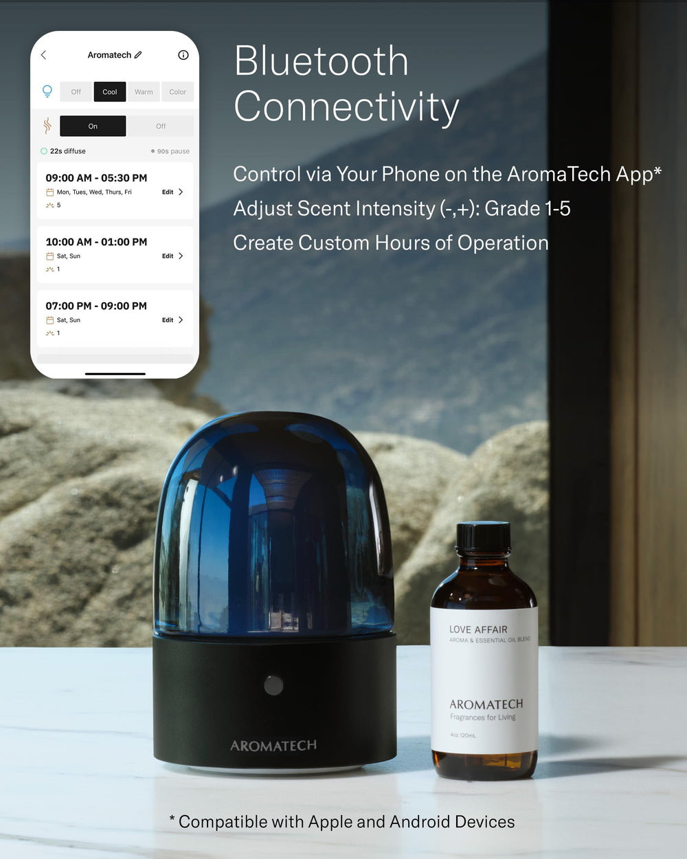 AromaDream app control interface on smartphone