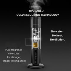 AROMALEV Tower Diffuser side view shows sleek, modern design for living spaces.