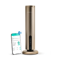 AROMALEV waterless diffuser tower gold showing premium design and extended fragrance diffusion