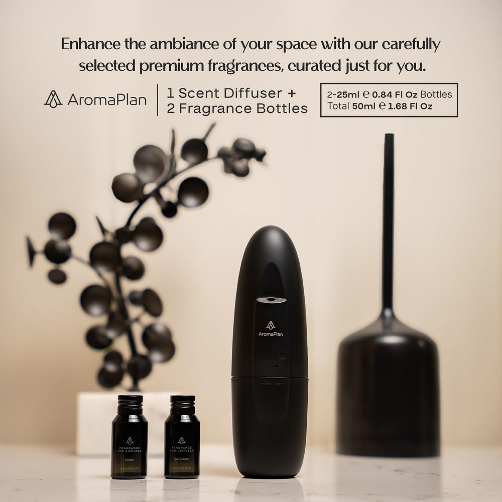 AromaPlan plug-in diffuser mounted in a modern living room