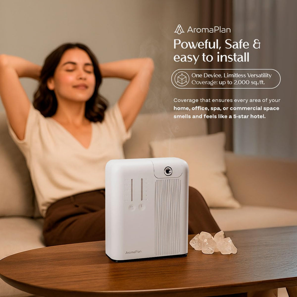 Whole-house scent diffusion coverage up to 2,000 sq ft