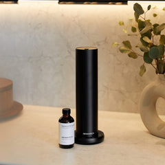 Sandalwood accent imagery in Fresh Cotton & Bergamot blend