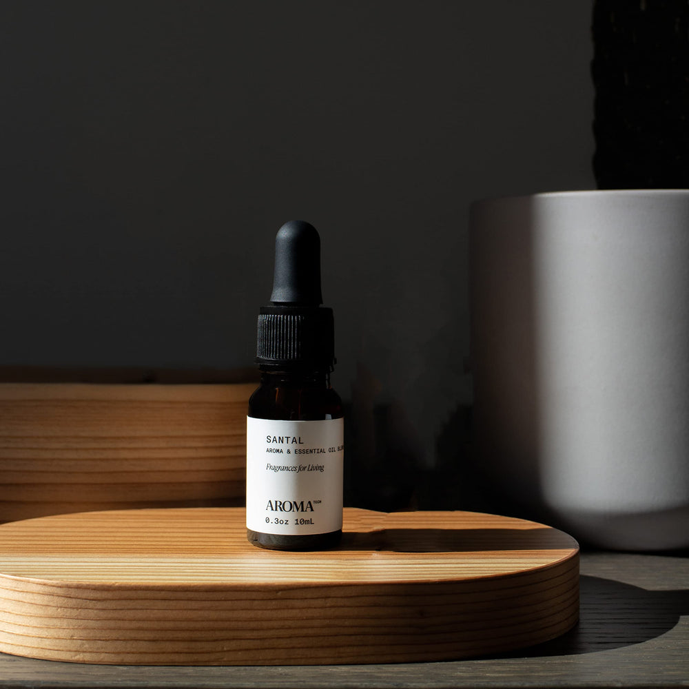 Lifestyle shot of the Santal & Love Affair Set on a coffee table