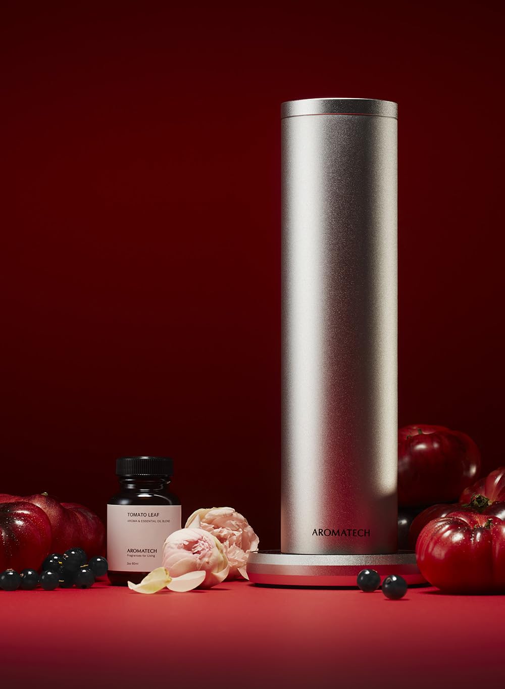 Aromatherapy setup featuring Tomato Leaf oil and diffuser